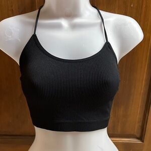 Colsie Black Ribbed Halter Top